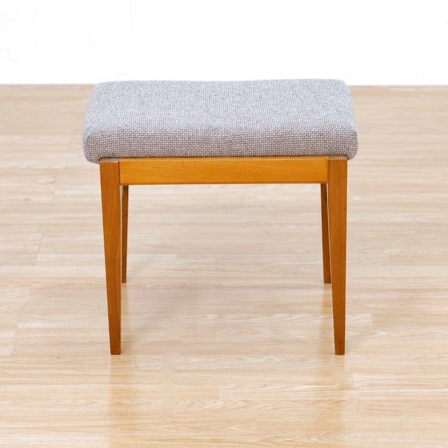 Wood Mid Century Teak Vanity Stool For Sale - Image 7 of 9
