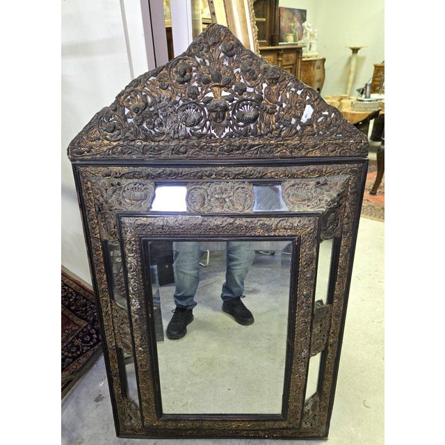 Antique Napoleon III Mirror in Repoussé and Patinated Copper For Sale - Image 6 of 9