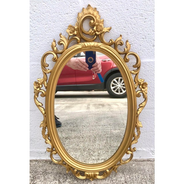 Gold Vintage 1969 Gold Ornate Syroco Mirror For Sale - Image 8 of 8