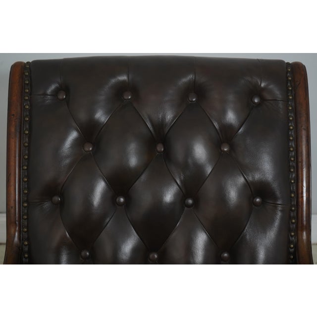 1990s Brown Tufted Leather Rocking Chair For Sale - Image 5 of 18