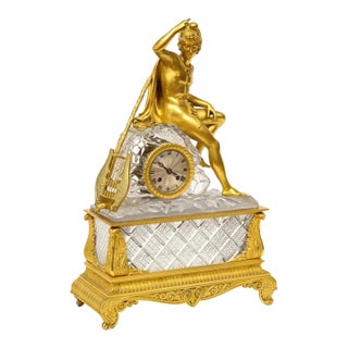 An Exquisite French Empire Ormolu and Cut-Crystal Clock, C. 1815 For Sale