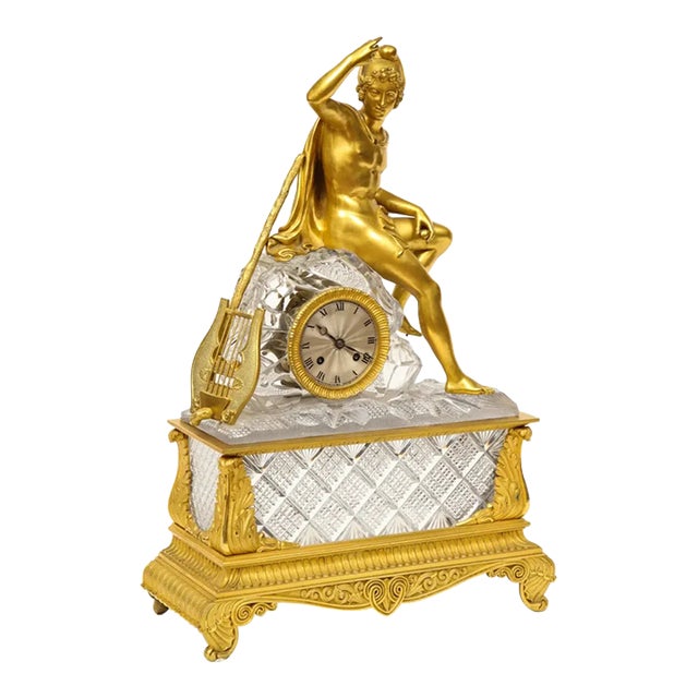 An Exquisite French Empire Ormolu and Cut-Crystal Clock, C. 1815 For Sale
