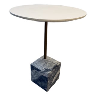 West Elm Cube C Table With Marble Base For Sale