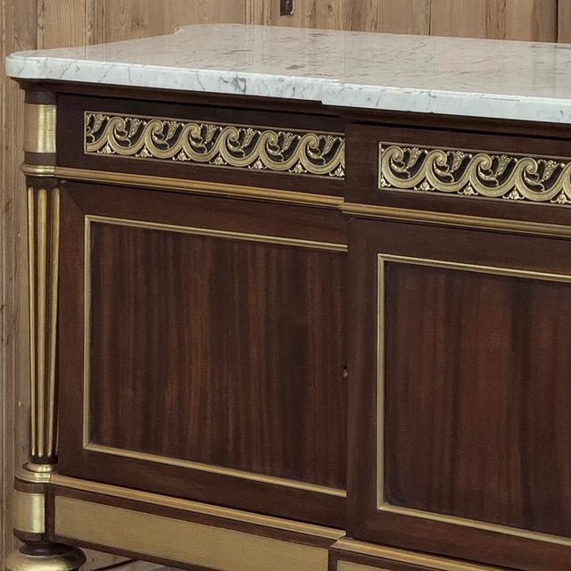 Oxblood Red Grand Antique French Louis XVI Mahogany Marble Top Buffet a l'Etrusque For Sale - Image 8 of 18