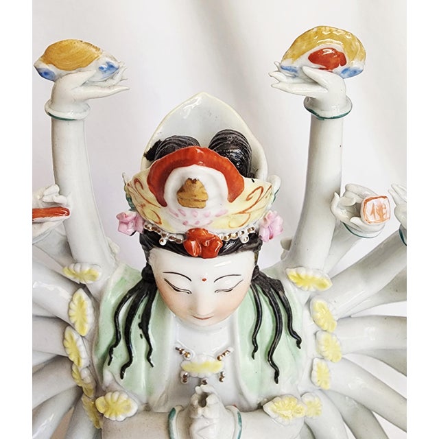 Mid 20th Century Mid 20th Century Chinese 1000 Hand Statue Hand Painted Asian Figurine For Sale - Image 5 of 10