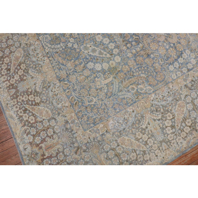 Fancy Light Blue Antique Persian Kerman Room Size Rug For Sale - Image 13 of 18