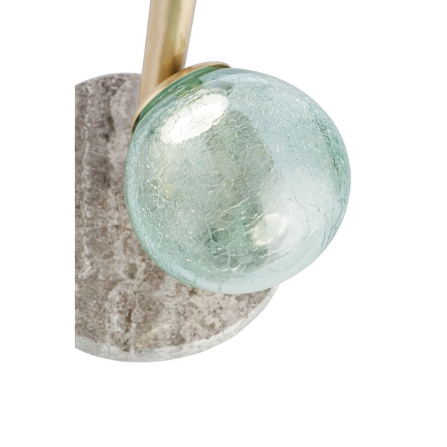 New "Craquele/T" Handmade Sculpture Table Lamp With Art Glass For Sale - Image 4 of 8