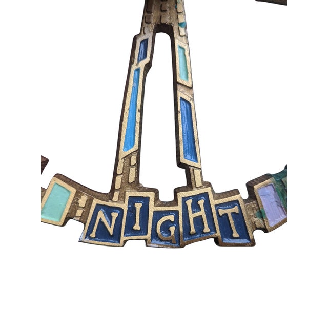 Brass Mid Century Modern Terra Sancta Guild Brass and Enamel Menorah Candle Holder For Sale - Image 8 of 13