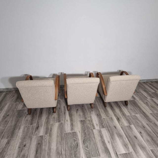 Beige Lounge Chairs by Jindrich Halabala, 1940s, Set of 3 For Sale - Image 8 of 18