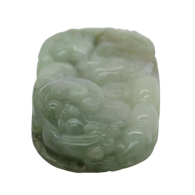 Zodiac Jade Pendant With Flying Dragon Spiral on Money Wave and Longevity Peach For Sale - Image 4 of 7