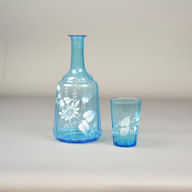 Boho Chic Antique Water Carafe with Glass, Set of 2 For Sale - Image 3 of 14