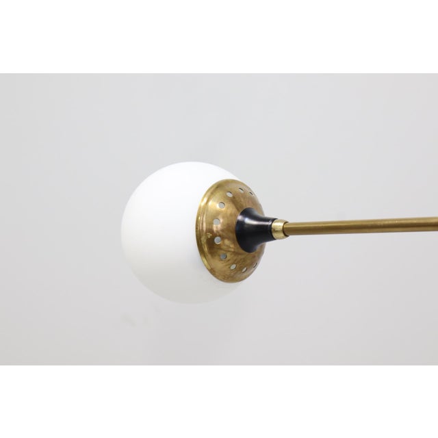 Chandelier with 18 Lights in Brass and Opal Glass by Stilnovo, Italy, 1959 For Sale - Image 13 of 15