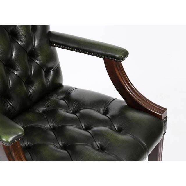 Vintage English Green Gainsborough Leather Desk Chairs, Set of 2 For Sale - Image 11 of 15