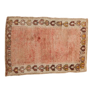 Vintage Distressed Anatolian Square Rug Mat - 1'11" x 2'7" For Sale