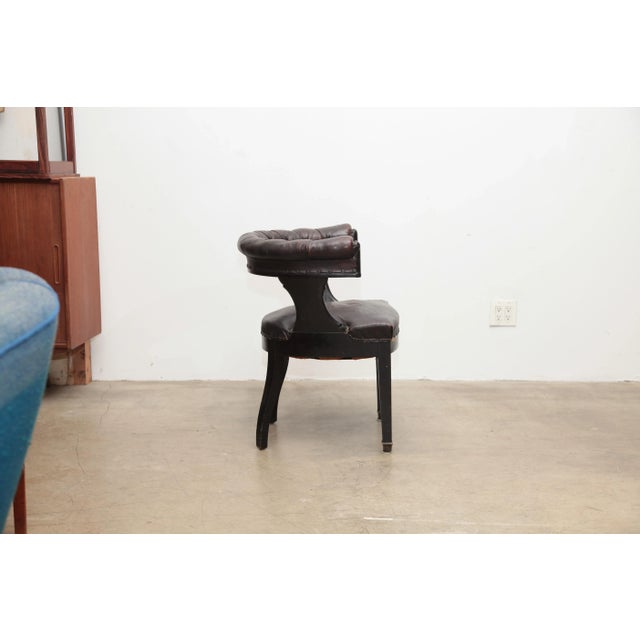 English 1920s English Oak and Leather Library Chair For Sale - Image 3 of 13