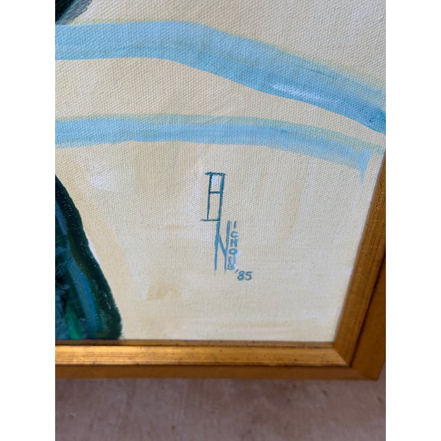 Green Monumental Vintage Tropical Macaw Oil Painting Attributed to the Lee Reynolds Vanguard Studios For Sale - Image 8 of 12