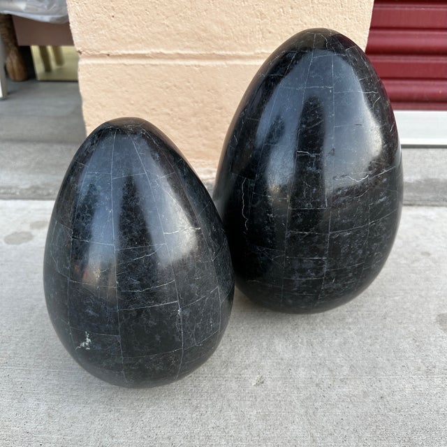 Pair of Large Tessellated Stone Eggs Chairish