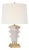 Thomas O'Brien by Visual Comfort Signature Luxor Medium Table Lamp in Alabaster and Hand-Rubbed Antique Brass with Linen Shade For Sale