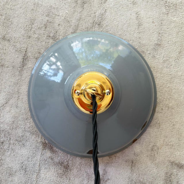 Industrial Grey Enamel Pendant Light, 1950s For Sale - Image 11 of 17