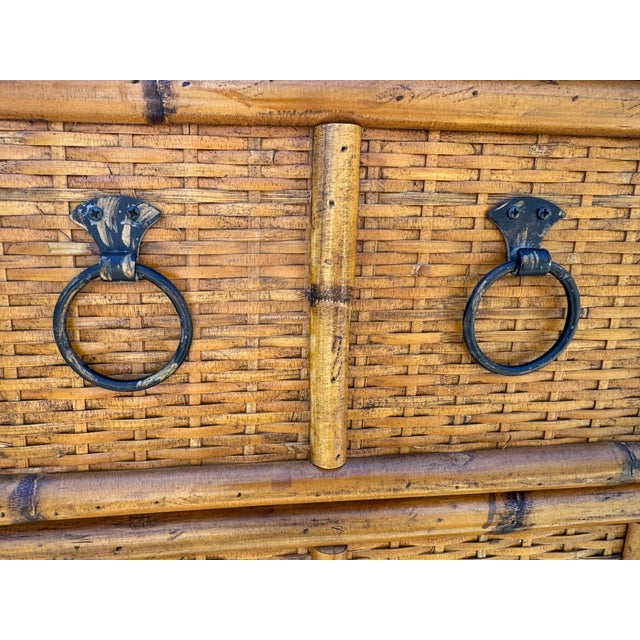 Handsome Faux Bamboo and Rattan Vintage Chest of Drawers For Sale - Image 11 of 12