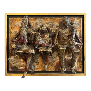 Milton Bloom Brutalist Brass, Copper Wall Sculpture "Family Group", Rochester Ny