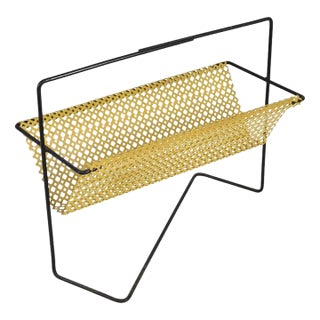 1950s–60s French Mid-Century Modern Magazine Rack in Perforated Metal For Sale