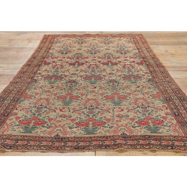 Beige Early 20th Century Antique Persian Mishan Malayer Rug - 04'01 X 06'02 For Sale - Image 8 of 10