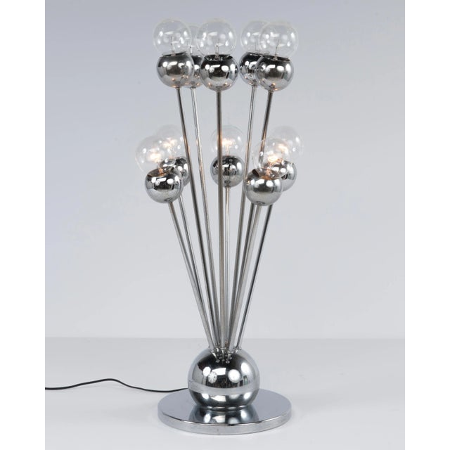 Torino Italy Lamp Chrome Eyeball Table Lamp Sputnik Mid-Century Space Age Unmarked 31" Tall For Sale In Philadelphia - Image 6 of 13
