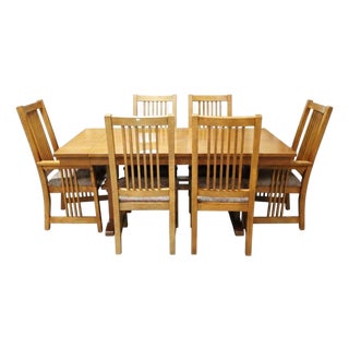 Bassett Mission Style Dining Table W/6 Chairs - Honey For Sale
