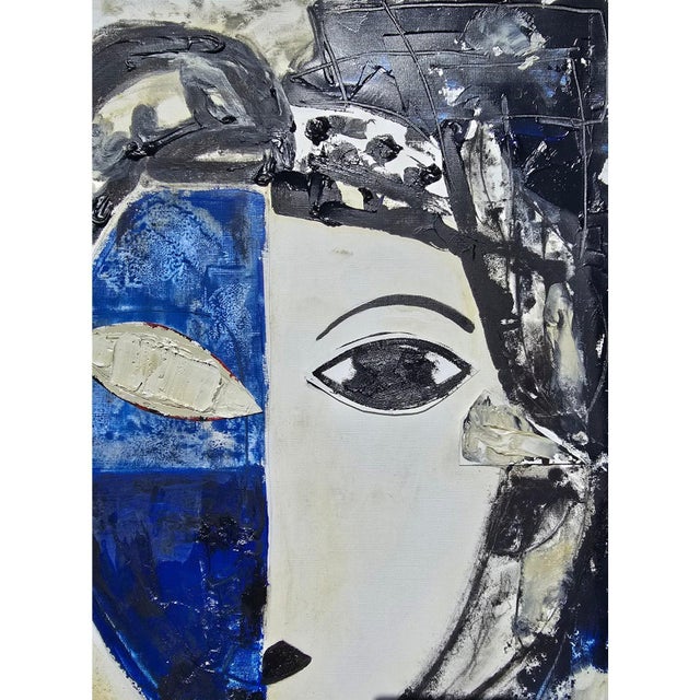 Abstract Figurative Original Oil Painting 'Portrait of a Woman' | Unframed For Sale - Image 9 of 12