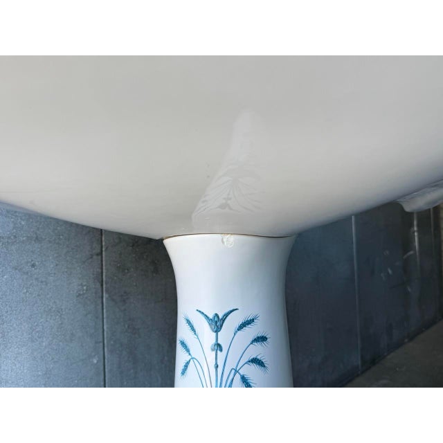 Porcelaine De Paris France Hand-Painted Pedestal Sherle Wagner Sink For Sale - Image 12 of 18