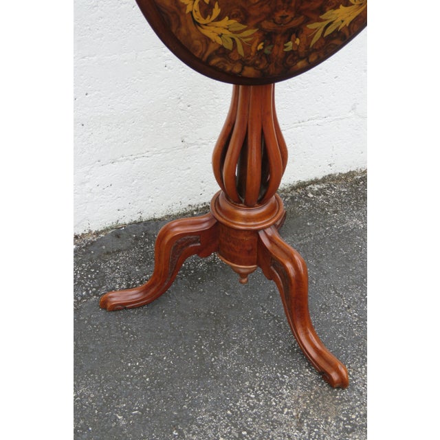 Brown Late 1800s Victorian Tilt Top Inlay Oval Side End Table For Sale - Image 8 of 12