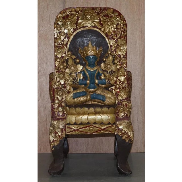 Set of Tibetan Ceremonial Chairs with Buddhist Nyingma Carved in Backs, 1900s For Sale - Image 12 of 18