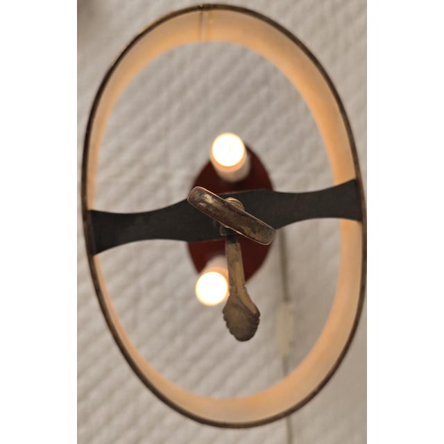 French Antique Toleware Bouillotte Table Lamp With Painted Landscape Panels For Sale - Image 3 of 4