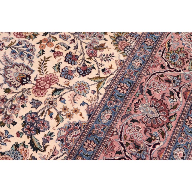 Elegant Floral Pak-Persian Ivory/Pink Wool Rug - 9'1'' X 12'3'' For Sale In New York - Image 6 of 9