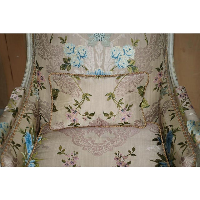Antique French Charles-Emile Moinat Silk Floral Upholstered Armchairs, Set of 2 For Sale - Image 4 of 18