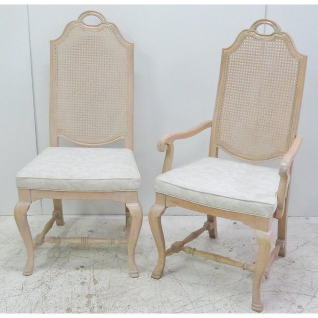Cream Painted Caned Back Dining Chairs Set of 6 Chairish