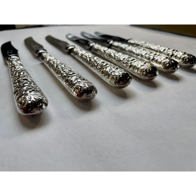 1960s Stainless Repousse Steak Knives by S. Kirk and Son - Set of 6 - For Sale - Image 4 of 5