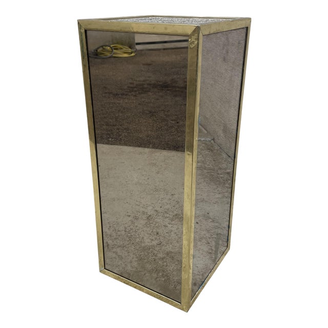 Wooden Pedestal Column in Chrome Plated, 1970s For Sale