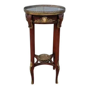 Antique French Neoclassical Style Mahogany With Brass Ormolu Accent Table