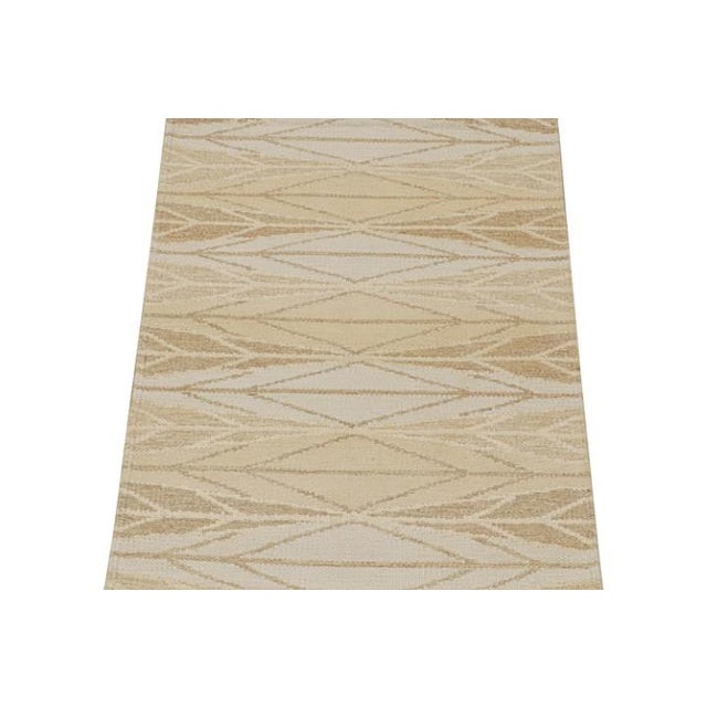 Modern 2010s Rug & Kilim’s Scandinavian Style Kilim in Beige-Brown & White Geometric Pattern For Sale - Image 3 of 7