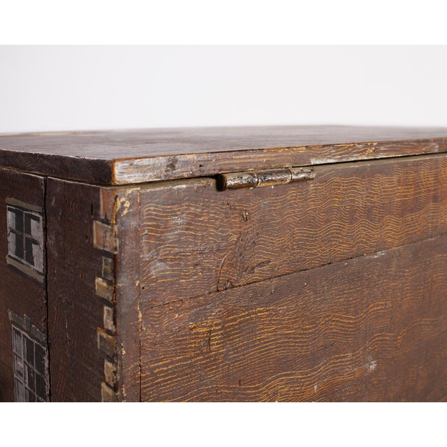 Country English Painted Pine Trunk With Georgian House Facade For Sale - Image 11 of 17