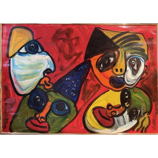 Peter Robert Keil (born 1942 in Züllichau), Abstracted Faces, 2009. ACR/cardboard, approx. 71 x 102 cm. This extremely...