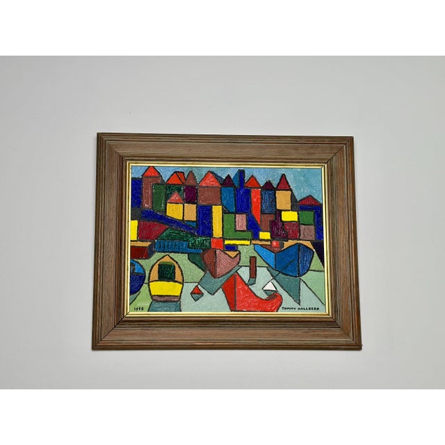 Mid-Century Modern Tommy Hallberg, Harbour Scene, 1958, Oil on Panel, Framed For Sale - Image 3 of 18