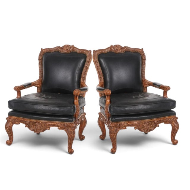 French Elevate Your Estate With the Timeless Grandeur of This Exceptional Pair of Maitland-Smith Rococo Revival Armchairs. For Sale - Image 3 of 11