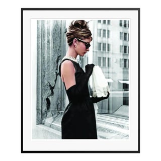 Audrey Hepburn Breakfast at Tiffany's Iconic Shot Black Framed Archival Pigment Print - 37 X 47” For Sale
