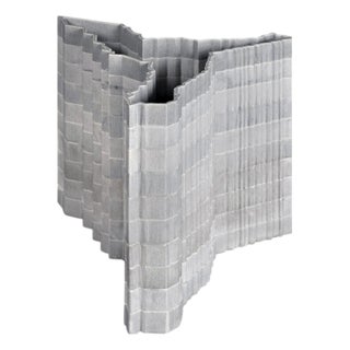 Stripes D2 Decorative Vase in Bardiglio Marble by Bufalini Marmi For Sale