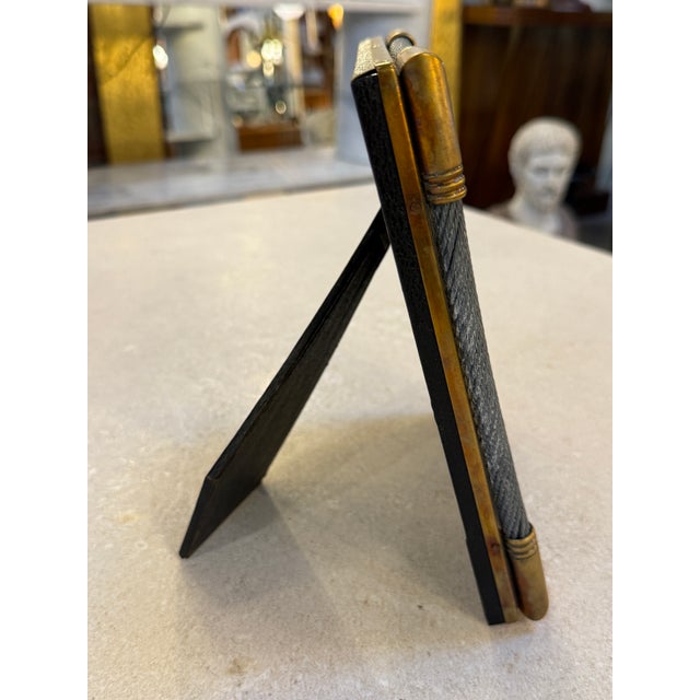 Brass Vintage Italian Brass Photo Frame With Steel Cable Detail, 1970s For Sale - Image 8 of 9