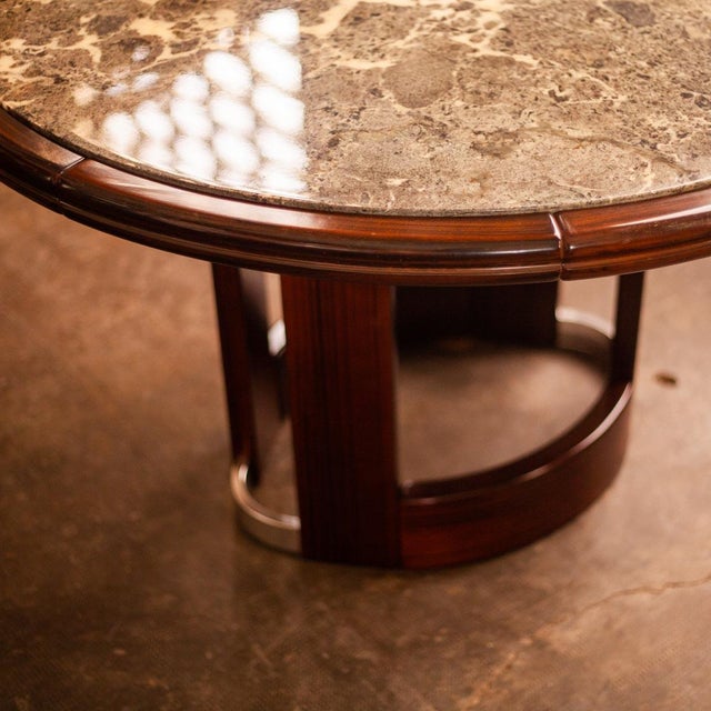 Brutalist Brutalist Marble and Mahogany Dining Table, 1970s For Sale - Image 3 of 15