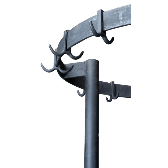 Vintage Butchers Block Island With Cast Iron Double Rack For Sale In Chicago - Image 6 of 11